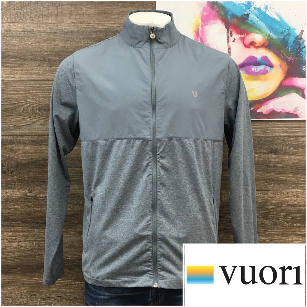 Vuori Mens XL Gray Performance Full Zip Training Jacket Mock Neck‎ Activewear